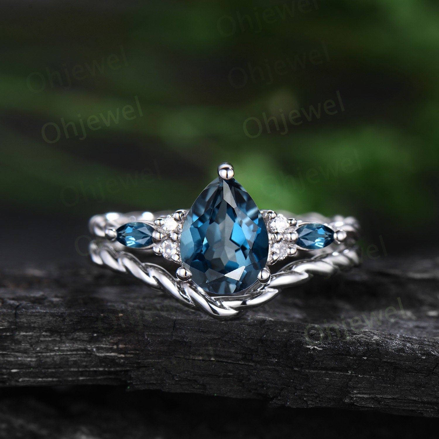 London blue topaz ring marquise cut blue gemstone ring sterling silver ring bridal 2024 ring