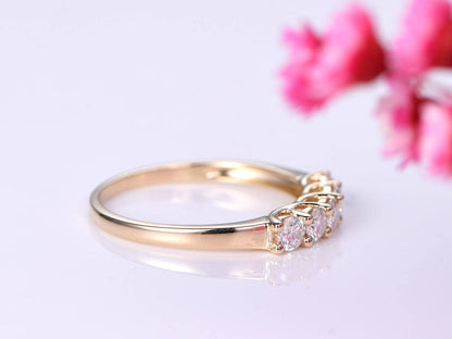Forever classic moissanite wedding band moissanite engagement ring solid 14k rose gold matching band 3mm round cut stone customized