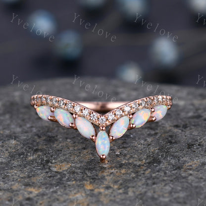 Multi-Gemstone Ring,White Fire Opal Rings, 14k Rose Gold Opal Engagement Ring, Opal Wedding Ring,Promise Ring, Statement Ring