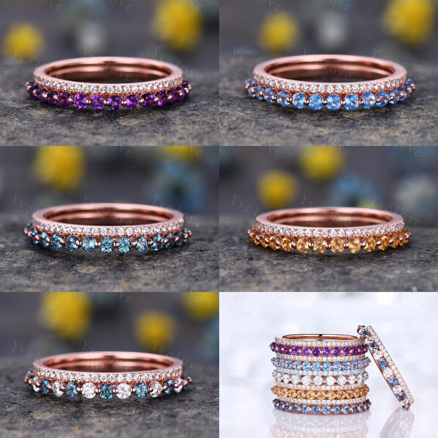 Danity Amethyst Engagement Ring Purple Amethyst Stacking Ring Moissanite Promise ring Wedding Ring February Birthstone Sterling Silver Ring