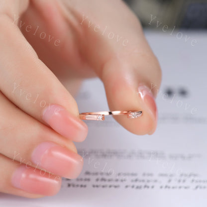 Open Gap diamond wedding band open ring 14k rose gold stacking ring natural diamond stacking matching band Anniversary promise ring gift