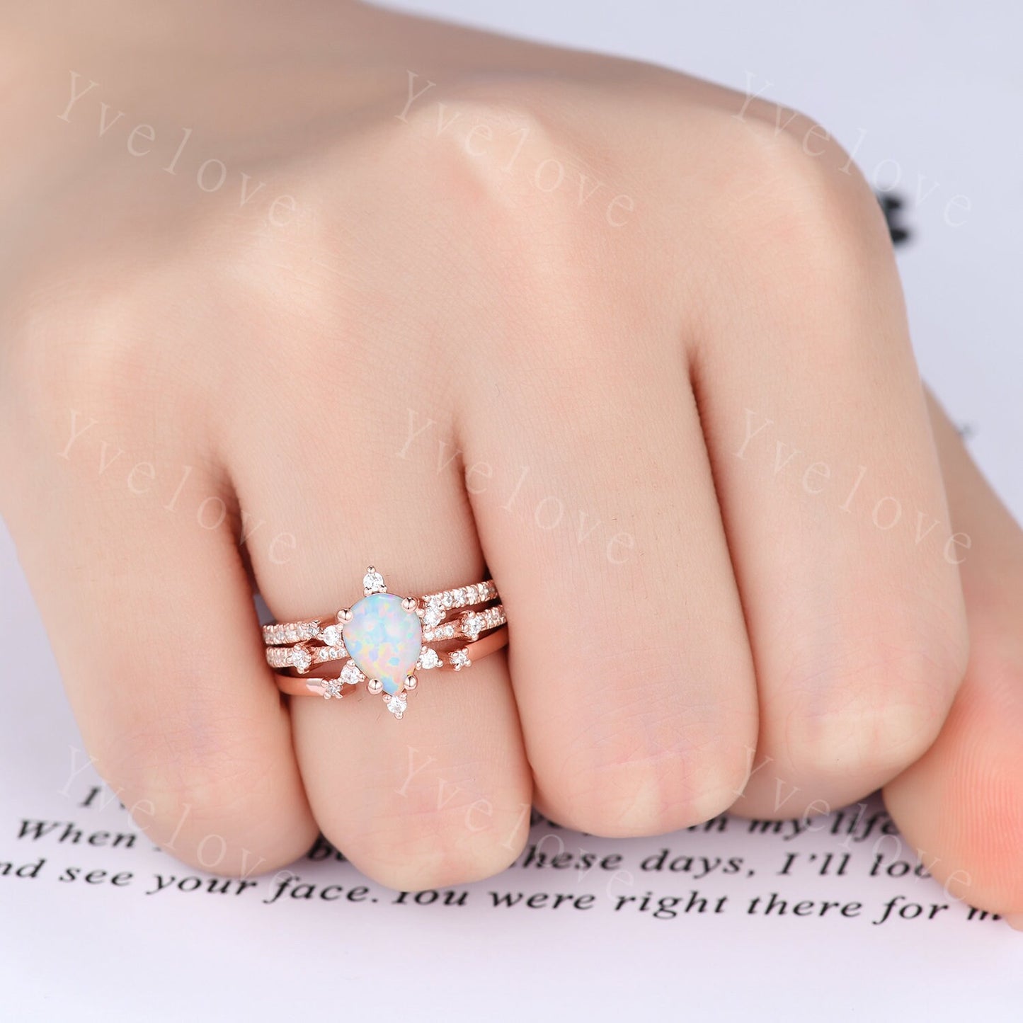 Open Gap diamond wedding band open ring 14k rose gold stacking ring natural diamond stacking matching band Anniversary promise ring gift