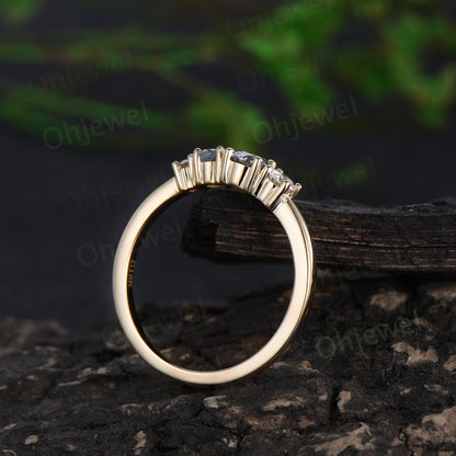 Dainty round white opal moonstone ring yellow gold cluster unique engagement ring women Multi-Stone Ring anniversary ring gift