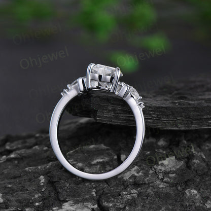 Heart shaped moissanite engagement ring set yellow gold five stone moon pear diamond promise wedding bridal ring set women jewelry