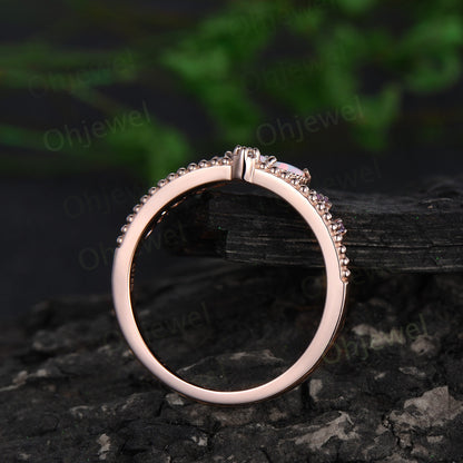 Crown marquise alexandrite wedding band rose gold antique amethyst ring women vintage stacking anniversary ring gift