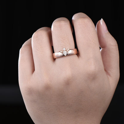 Pear moissanite mens wedding band vintage hammered bat moon diamond mens wedding ring stacking solid 14k rose gold gift for husband