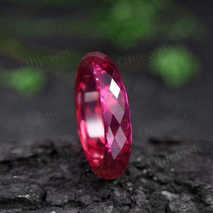 Vintage red ruby wedding band mens full eternity dainty ruby engagement ring women July birthstone anniversary gift for him her