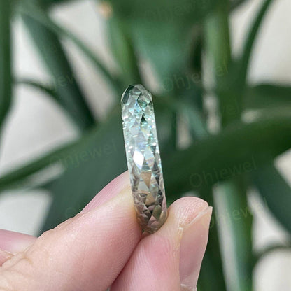 Briolette cut green moissanite wedding band mens full eternity dainty engagement ring women anniversary gift for him her