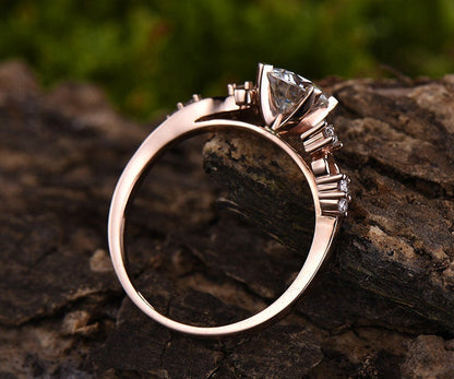 1ct brilliant moissanite engagement ring rose gold 14K/18K diamond  ring unique wedding band promise ring moissanite ring gold vintage