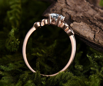 0.5ct blue moonstone engagement ring rose gold 14K/18K moonstone ring june birthstone ring diamond wedding ring unique promise bridal ring