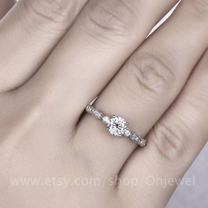 Moissanite ring moissanite engagement ring white gold real diamond ring unique gift marquise promise anniversary wedding bridal ring for her