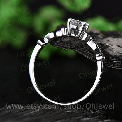 Moissanite ring moissanite engagement ring white gold real diamond ring unique gift marquise promise anniversary wedding bridal ring for her
