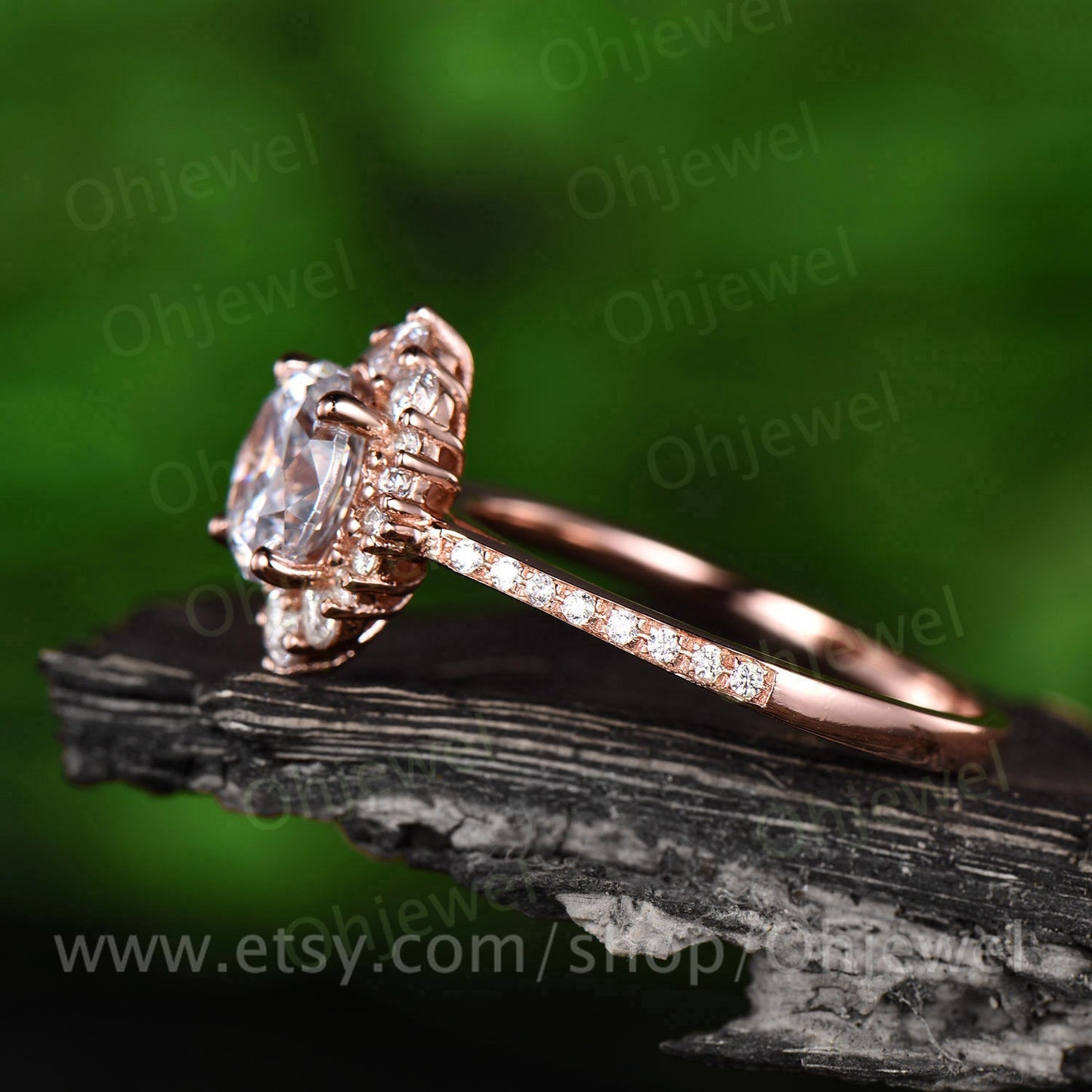 1ct brilliant moissanite engagement ring rose gold 14K/18K vintage moissanite halo ring for women jewelry unique gift half eternity ring