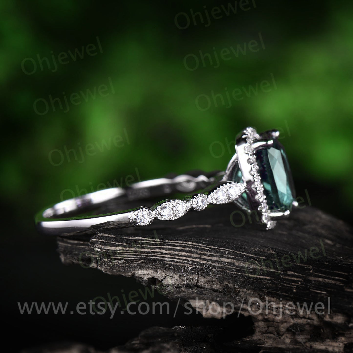 1.5ct emerald engagement ring white gold 14K/18K emerald ring vintage marquise diamond halo ring may birthstone promise wedding bridal ring