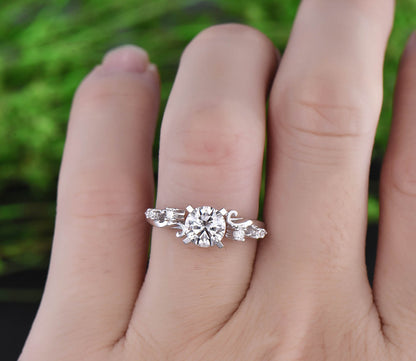 1ct brilliant moissanite engagement ring rose gold 14K/18K diamond  ring unique wedding band promise ring moissanite ring gold vintage