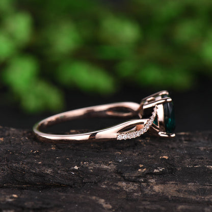 1.5ct cushion emerald engagement ring rose gold 14K/18K emerald ring vintage real diamond ring may birthstone promise wedding bridal ring