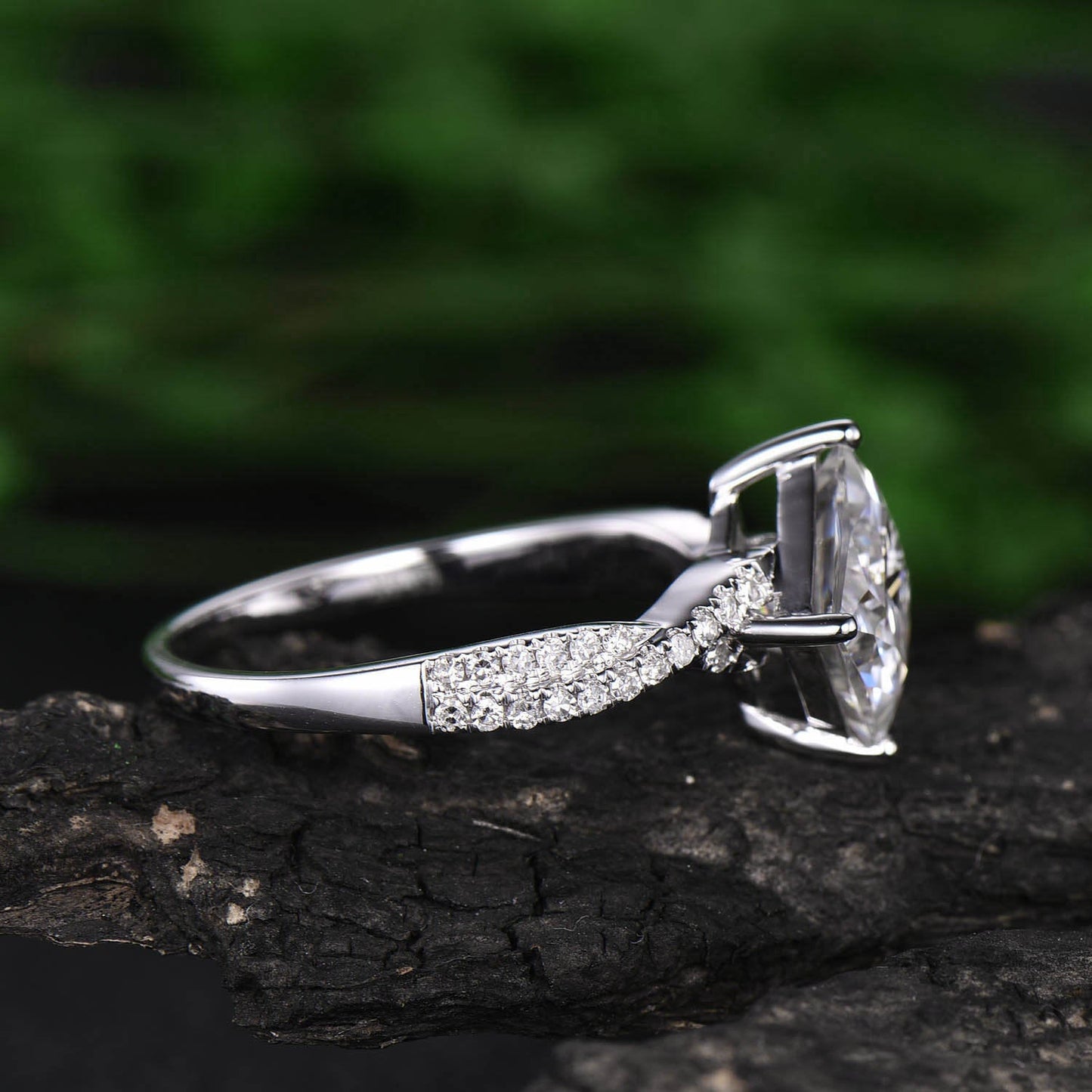 Unique vintage princess cut engagement ring moissanite engagement ring solid 14k 18k white gold promise bridal wedding ring anniversary gift