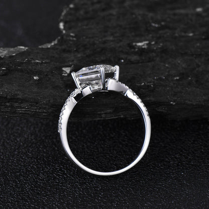 Unique vintage princess cut engagement ring moissanite engagement ring solid 14k 18k white gold promise bridal wedding ring anniversary gift