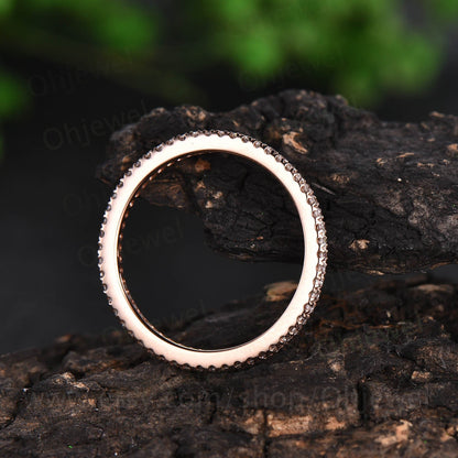 Vintage diamond ring full eternity diamond wedding band solid 14k rose gold ring diamond jewelry bridal anniversary ring graduation gift
