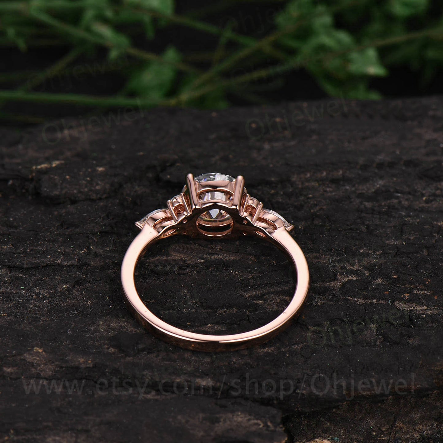 Vintage black rutilated quartz engagement ring rose gold marquise moissanite ring for women art deco unique ring bridal anniversary ring