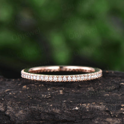 Vintage diamond ring full eternity diamond wedding band solid 14k rose gold ring diamond jewelry bridal anniversary ring graduation gift