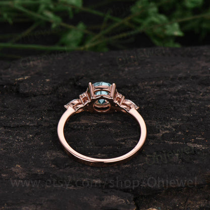 Rose gold ring Alexandrite ring for women vintage Alexandrite engagement ring June birthstone anniversary gift moissanite marquise ring