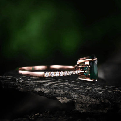 Oval alexandrite rings for women rose gold ring vintage alexandrite engagement ring unique emerald ring diamond ring jewelry bridal ring