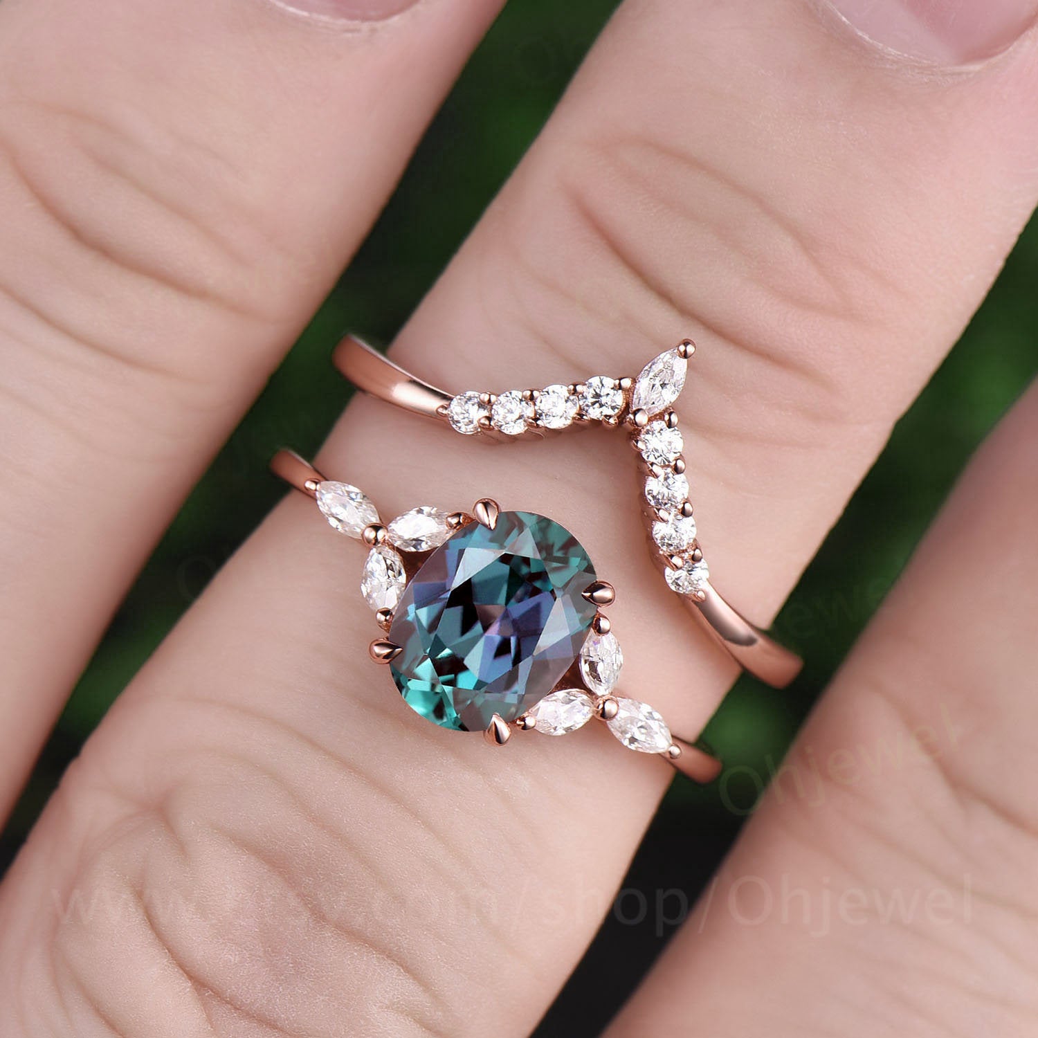 Alexandrite Engagement Ring Set