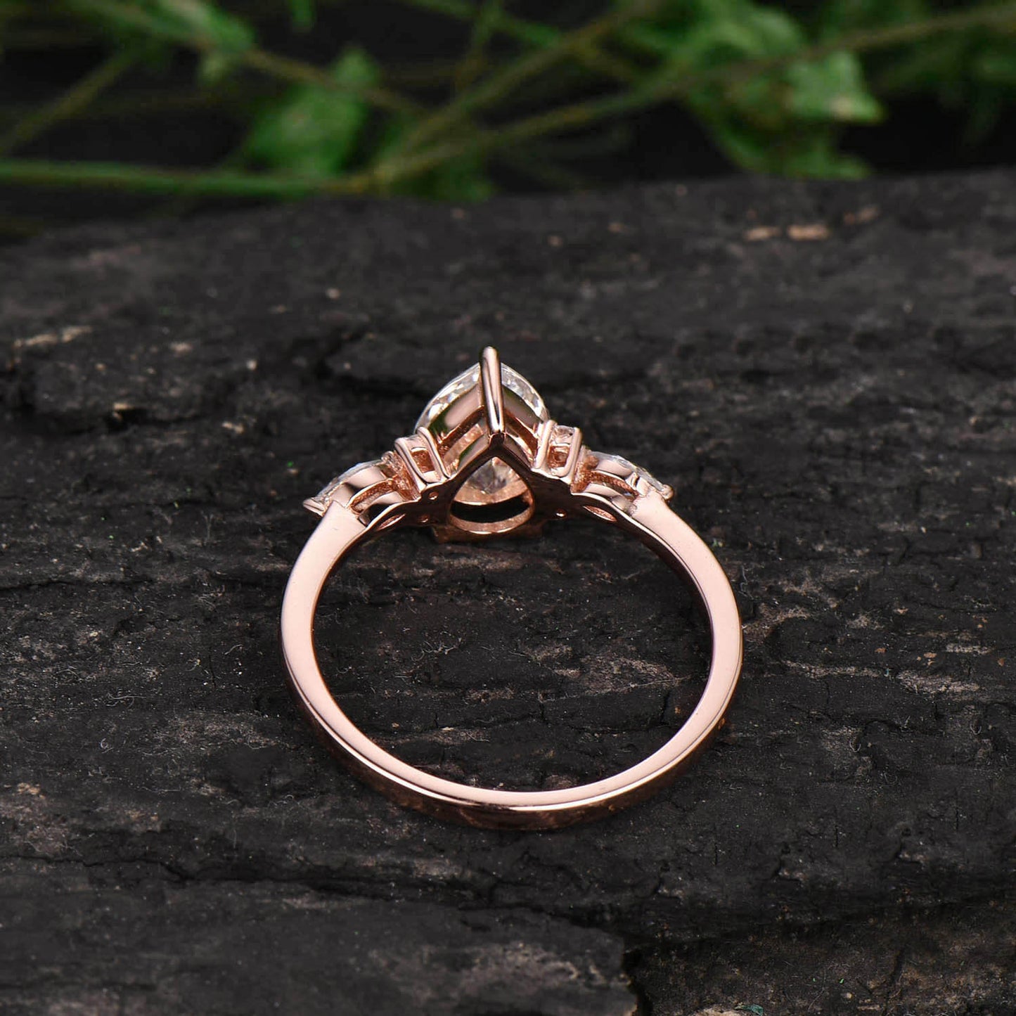 Pear shaped moissanite engagement ring vintage marquise moissanite ring unique 7 stone ring rose gold ring women bridal anniversary gift