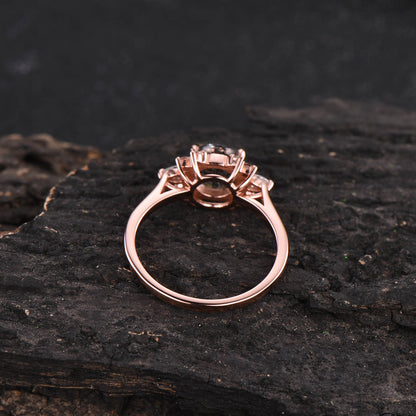 Cluster round moissanite engagement ring flower halo vintage moissanite ring unique engagement ring pear moissanite ring gold silver ring