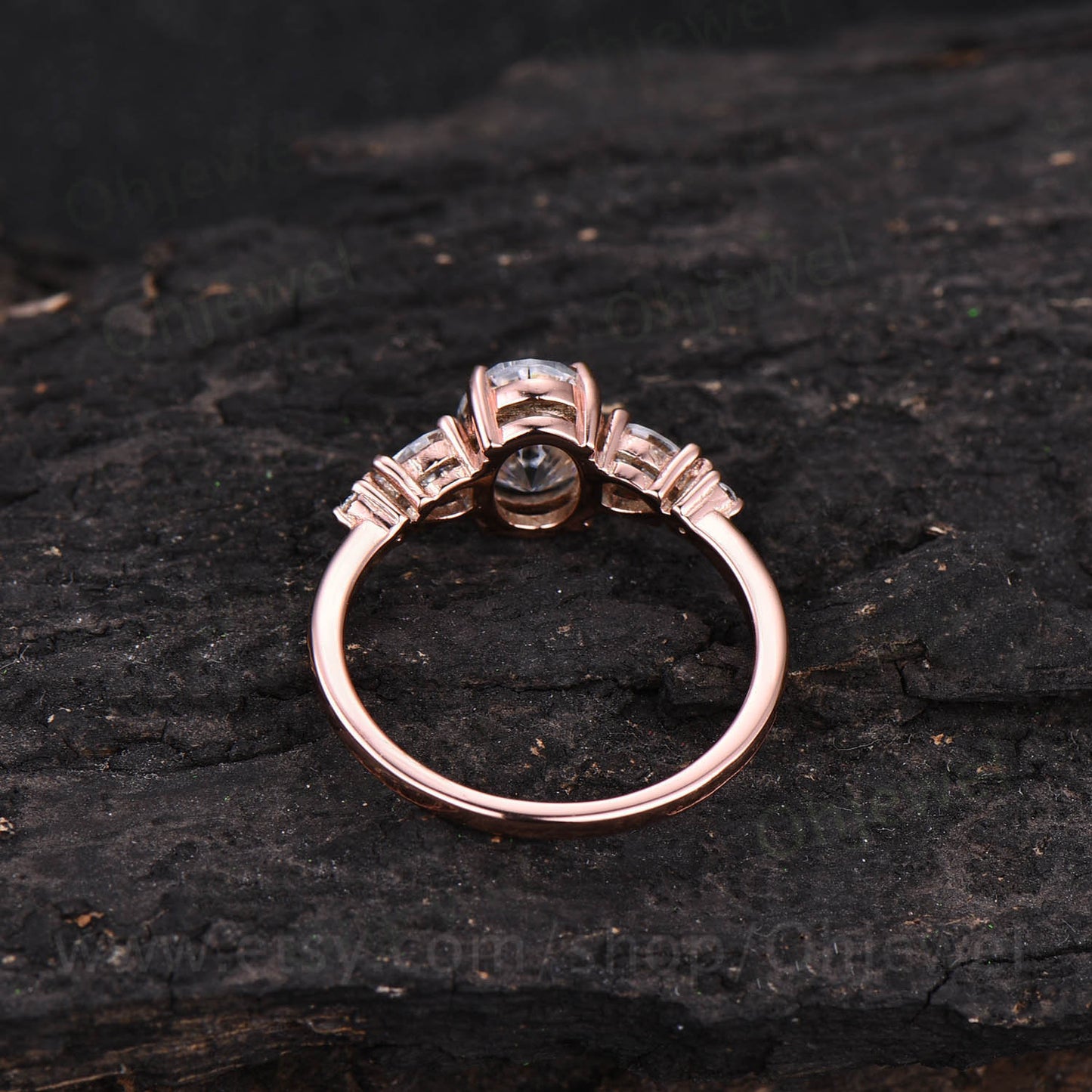 Vintage oval moissanite engagement ring five stone unique pear moissanite ring for women rose gold anniversary gift sterling silver ring
