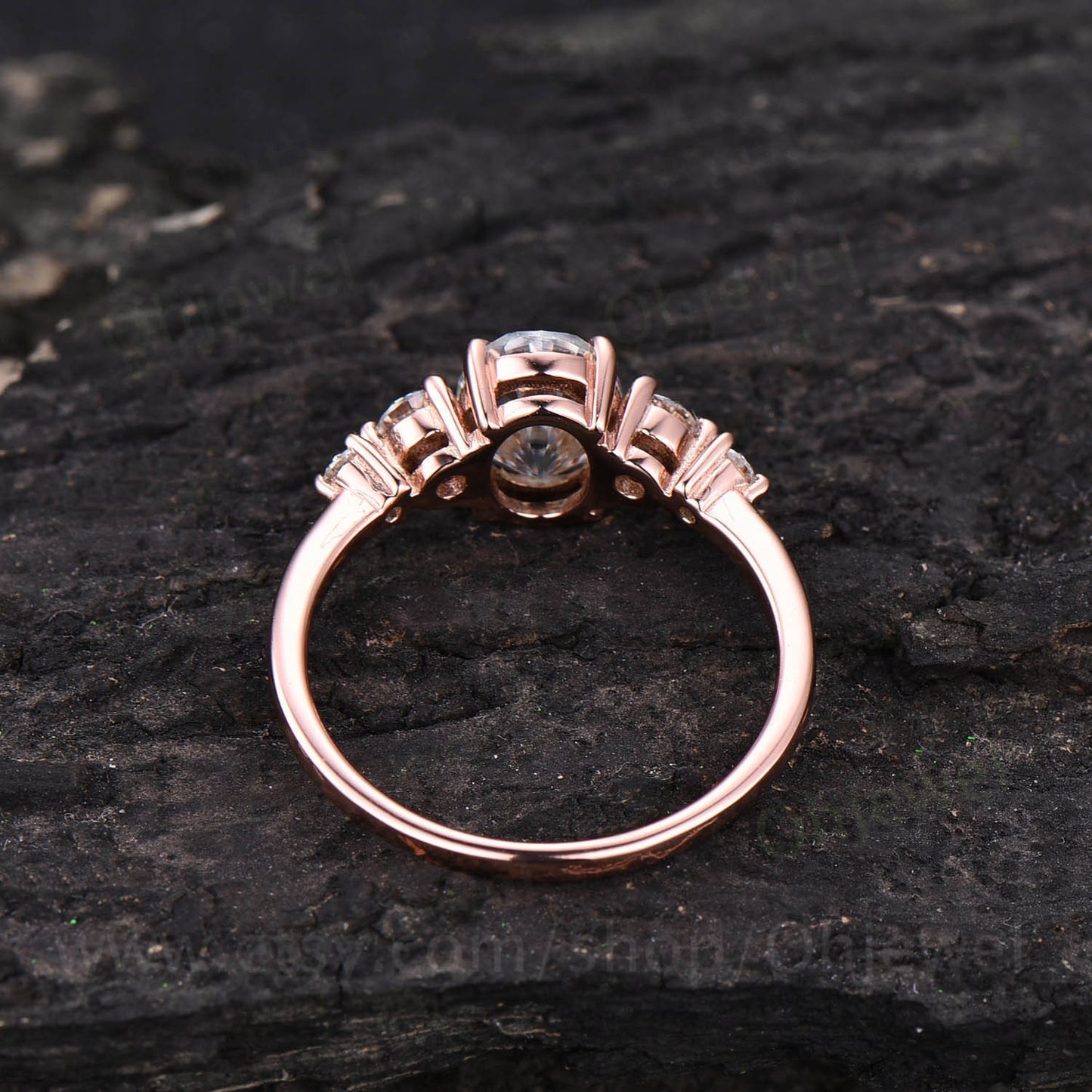 Moissanite engagement ring vintage oval five stone moissanite ring minimalist personalized dainty ring for women rose gold sterling silver