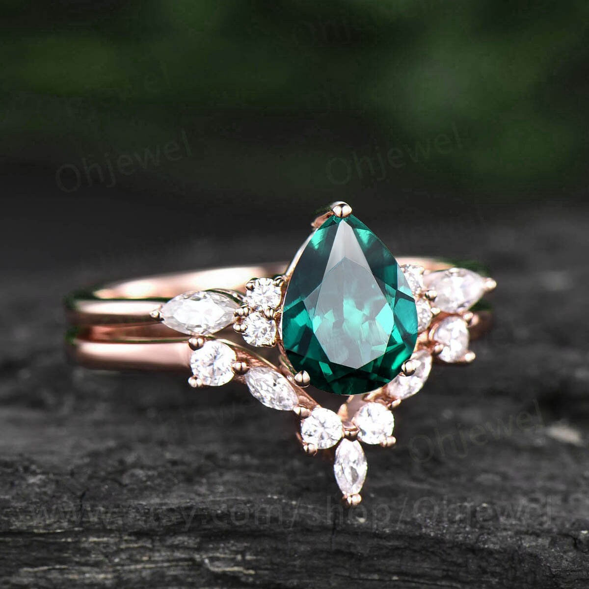 Vintage green store engagement ring