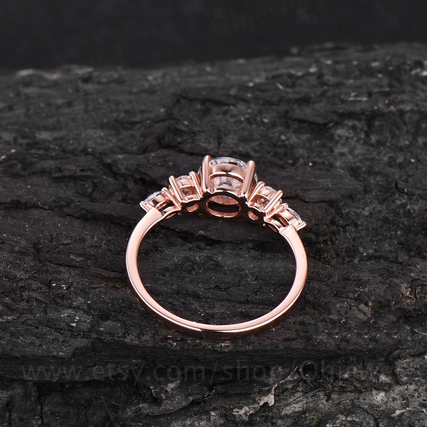 Unique 1ct moissanite engagement ring art deco vintage five stone moissanite ring for women minimalist online rose gold silver bridal wedding ring