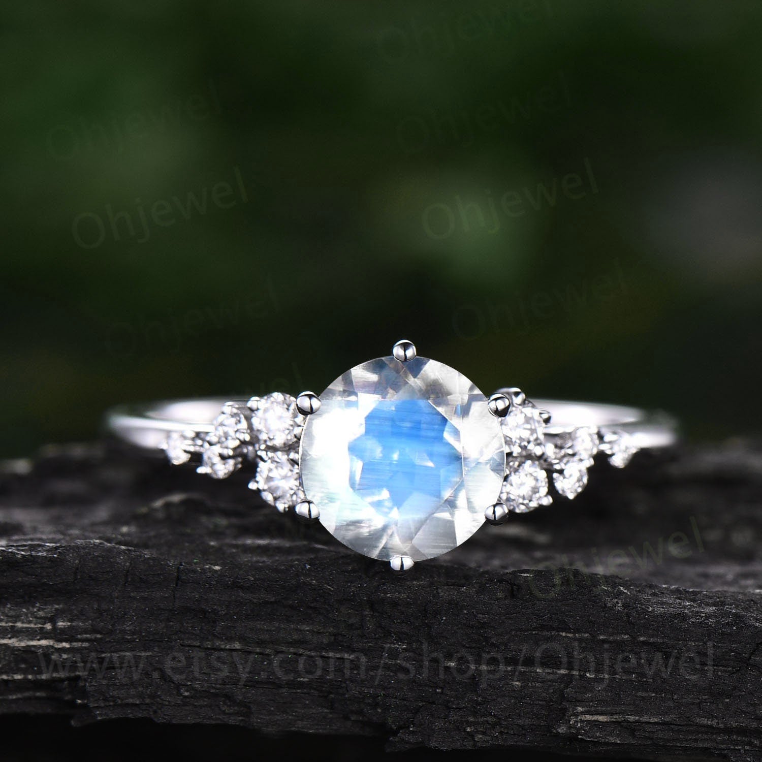 Vintage moonstone engagement deals ring