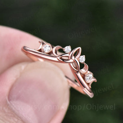 Unique moissanite wedding band Celtic Knot ring band Norse Viking ring Jewelry rose gold silver ring for women bridal ring anniversary gifts