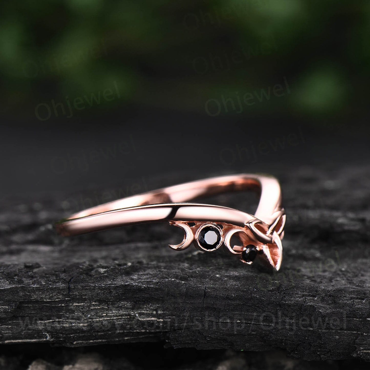 Unique black diamond wedding band Celtic Knot Norse Viking ring band Jewelry rose gold silver ring for women bridal anniversary ring gifts