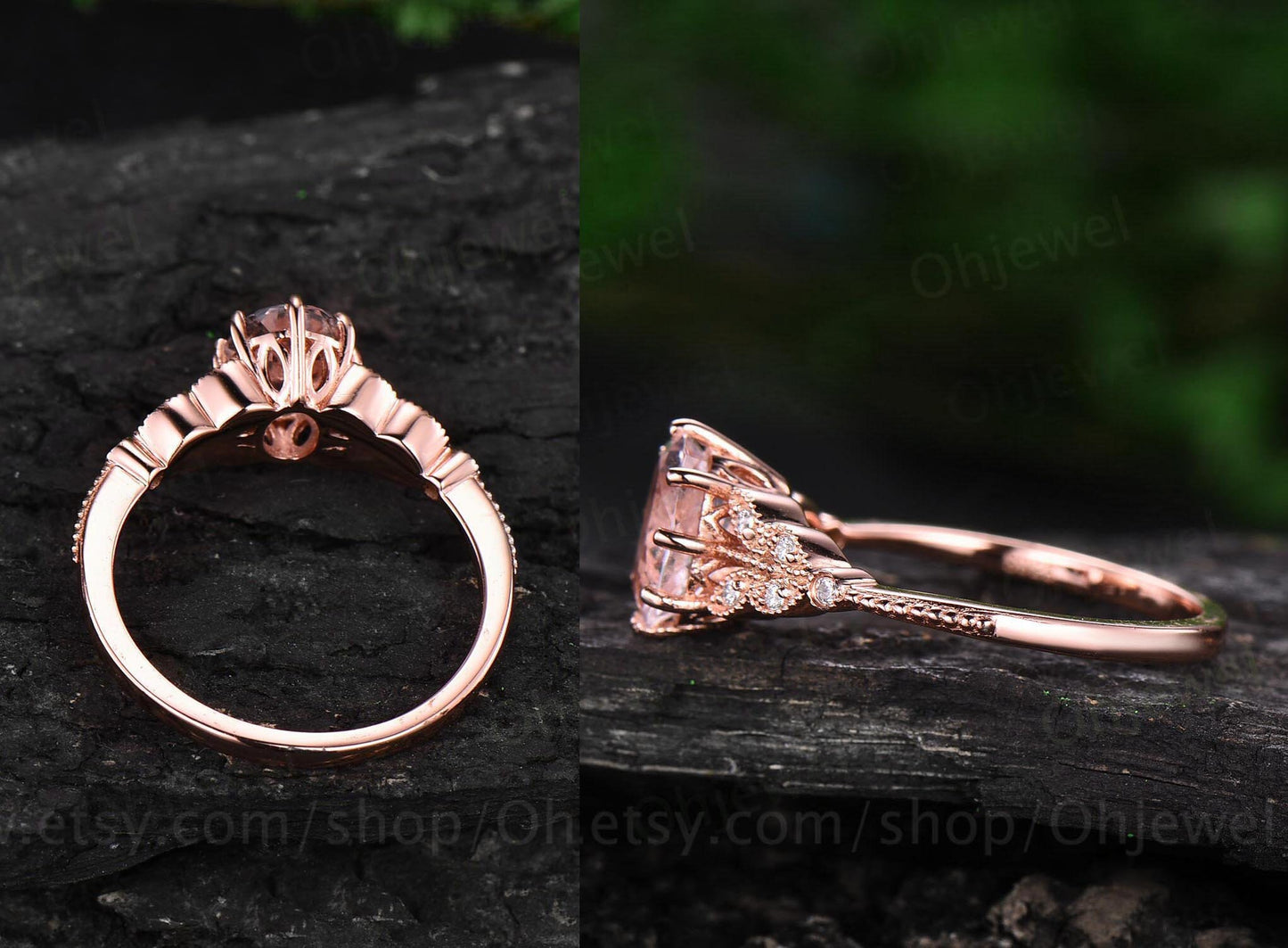 Oval Alexandrite engagement ring leaf flower marquise milgrain unique vintage rose gold engagement ring for women anniversary wedding ring