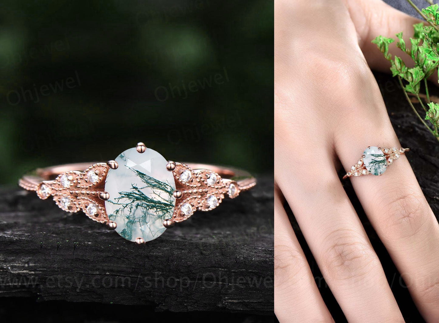 Oval Alexandrite engagement ring leaf flower marquise milgrain unique vintage rose gold engagement ring for women anniversary wedding ring