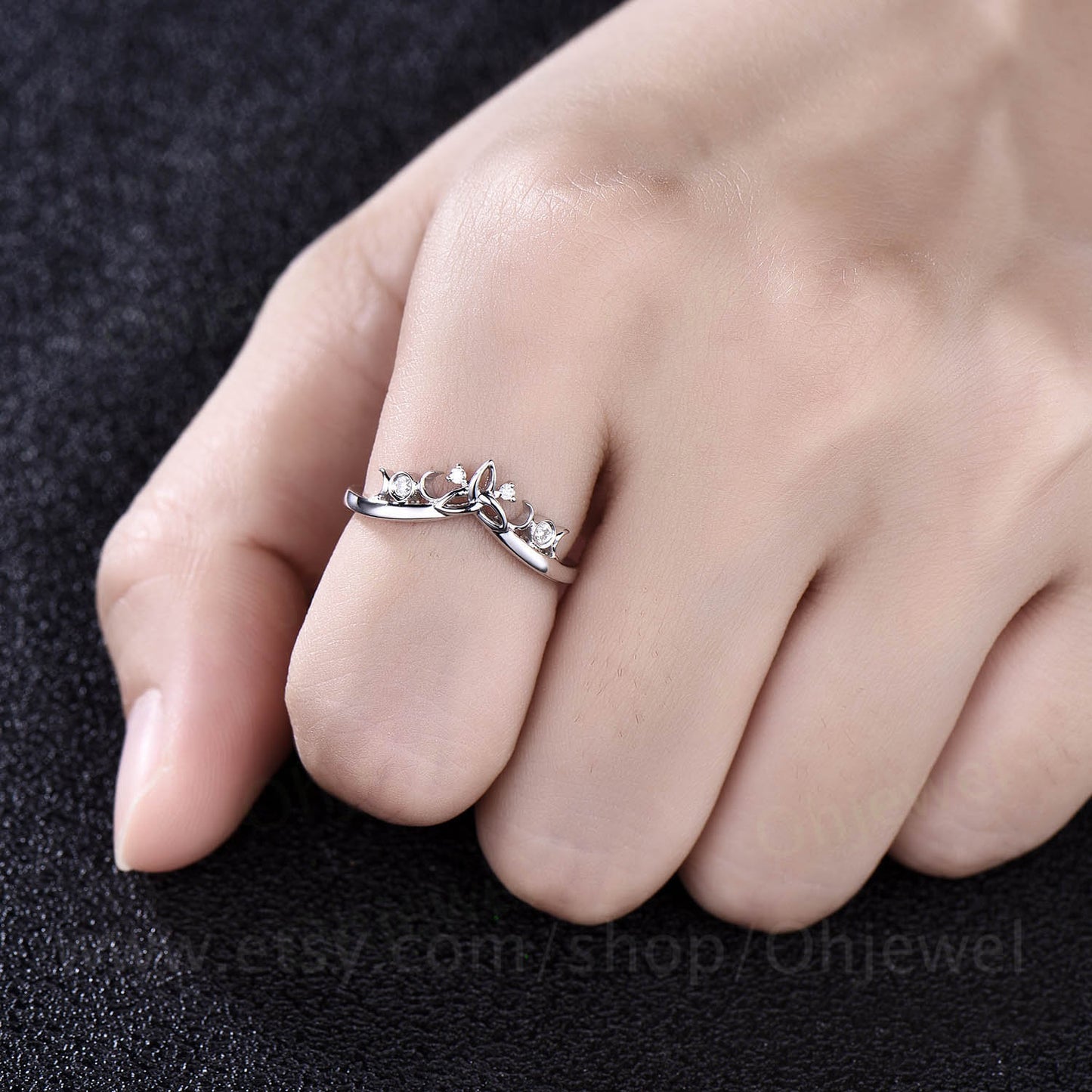 Unique moissanite wedding band Celtic Knot ring band Norse Viking ring Jewelry rose gold silver ring for women bridal ring anniversary gifts