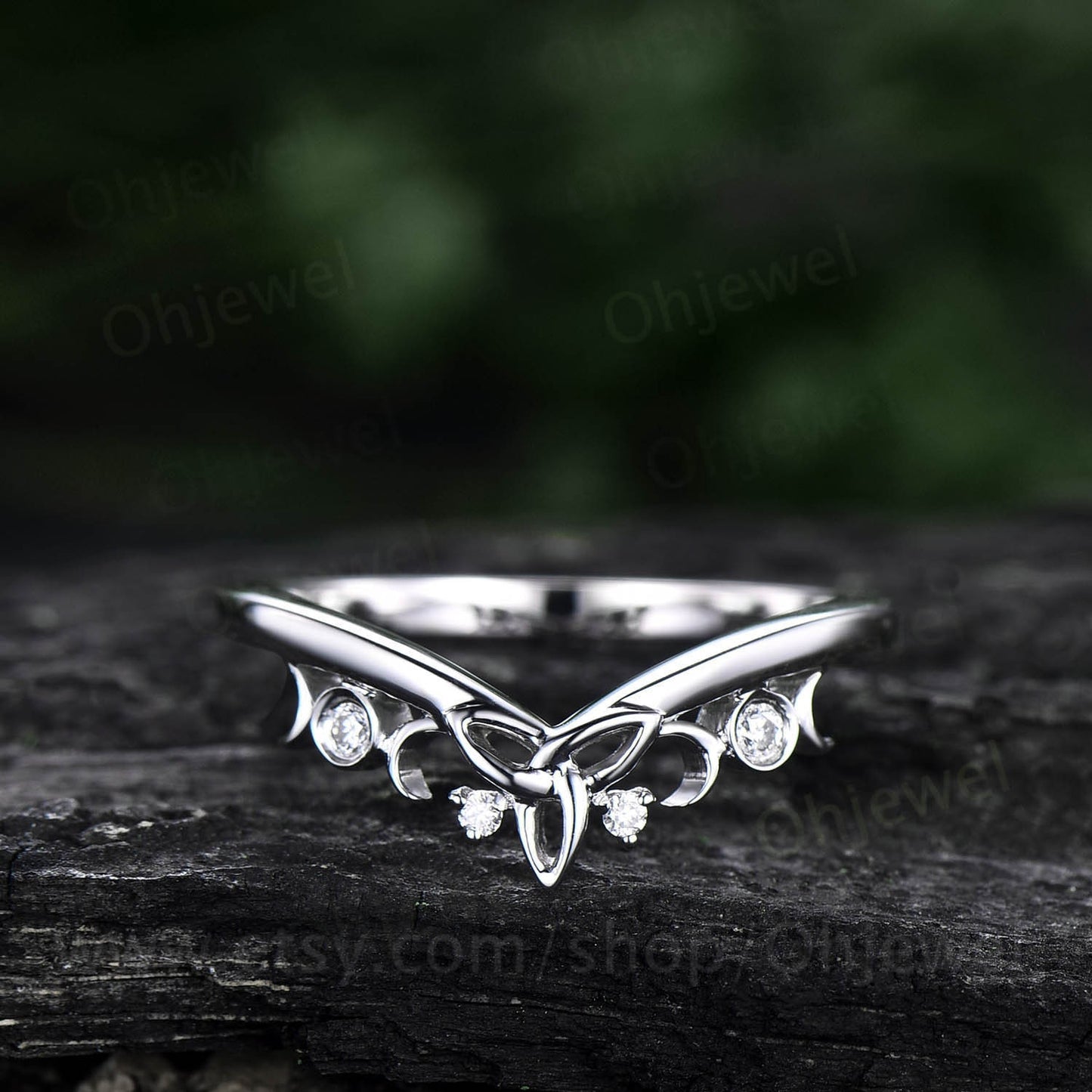 Unique moissanite wedding band Celtic Knot ring band Norse Viking ring Jewelry rose gold silver ring for women bridal ring anniversary gifts