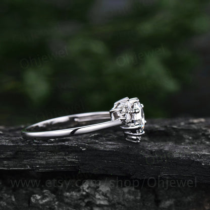 Hexagon cut moissanite ring gold silver for women Alternative cluster unique Alexandrite engagement ring marquise cut diamond wedding ring