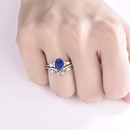 Lapis Lazuli ring gold vintage oval cut Lapis Lazuli engagement ring set sterling silver moissanite ring women Norse Viking ring Jewelry
