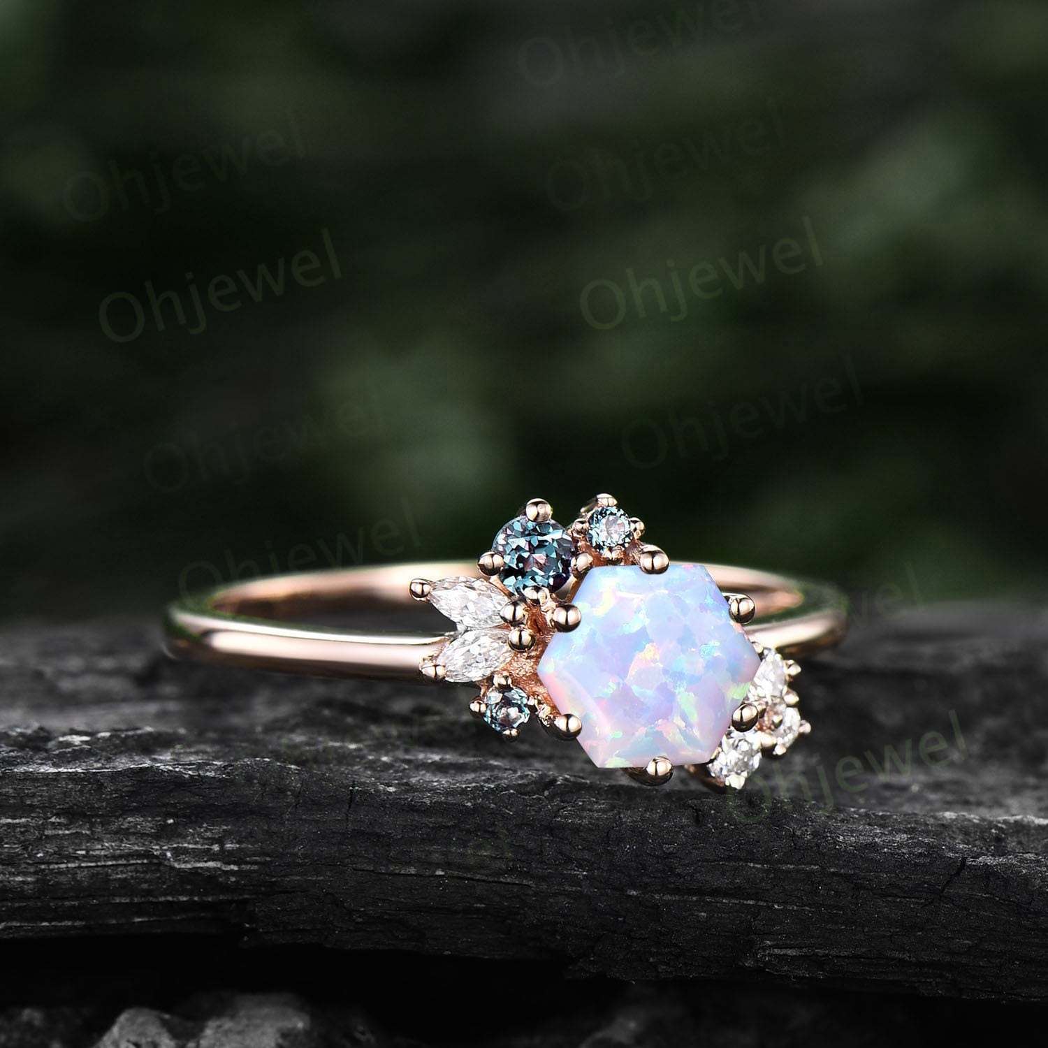 Hexagon hot sale opal ring