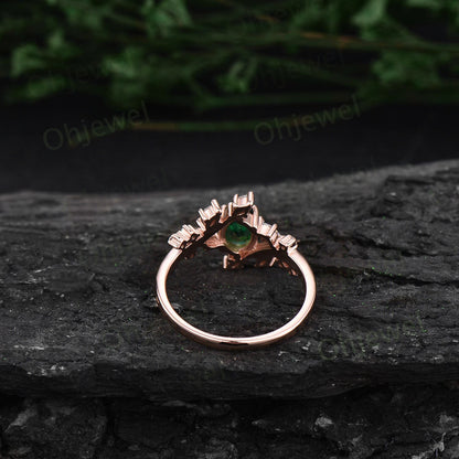 1ct oval cut Alexandrite ring gold silver for women vintage unique Alexandrite engagement ring cluster marquise cut diamond promise ring