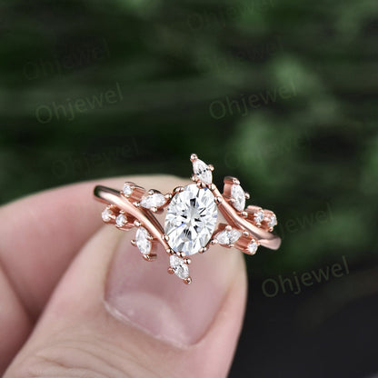 1ct oval cut moissanite engagement ring 14k rose gold sterling silver marquise cut diamond moissanite wedding anniversary ring women gift