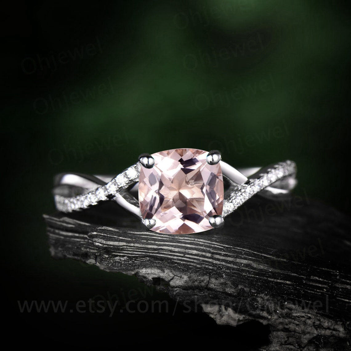 3 1/2 Carat Morganite Engagement Ring White Gold Emerald Morganite Ring  Halo Diamonds Emerald Cut Morganite Ring, Anniversary Gift - Etsy Norway