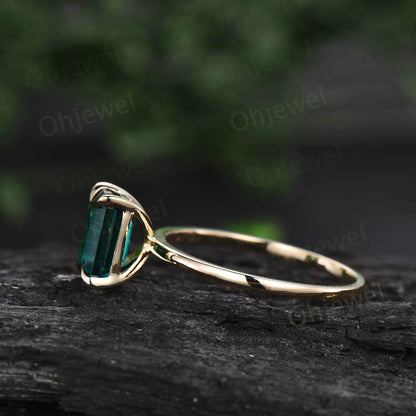 4ct emerald cut green emerald engagement ring rose gold vintage unique Solitaire engagement ring women sterling silver promise ring gift
