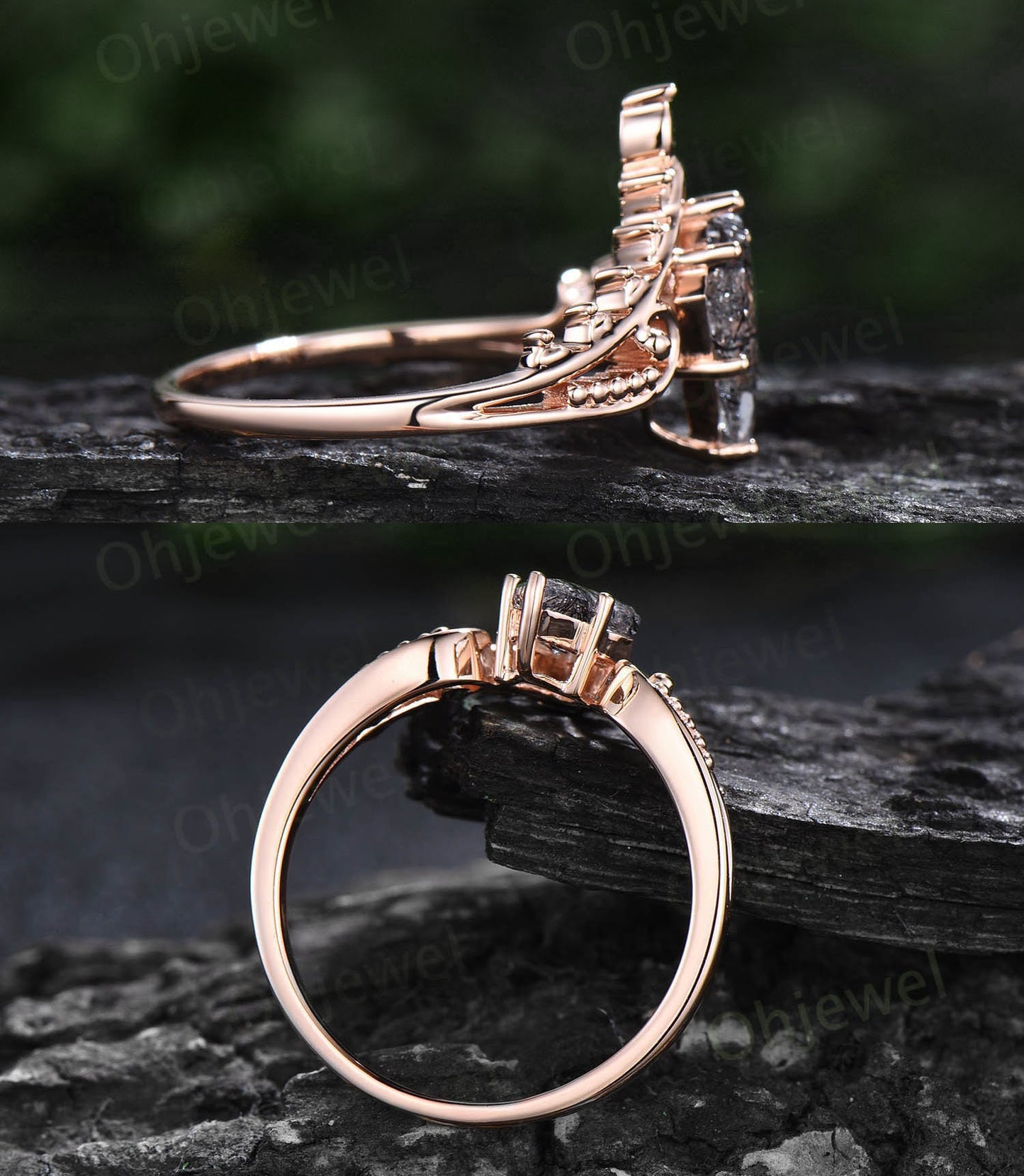 Vintage style kite cut Alexadrite ring unique split shank Solitaire engagement ring 14k rose gold antique promise wedding ring for women