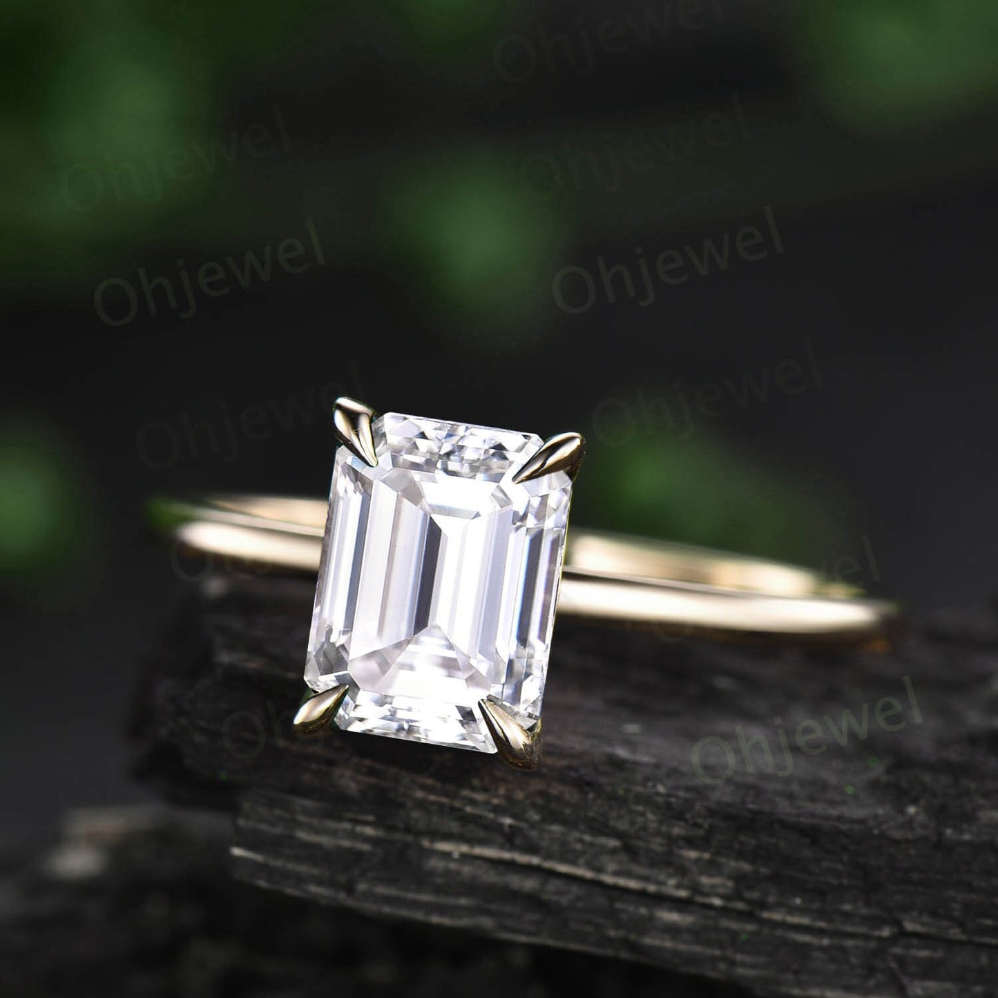 4ct emerald cut moissanite engagement ring rose gold vintage unique Solitaire engagement ring women wedding bridal promise ring gift for her